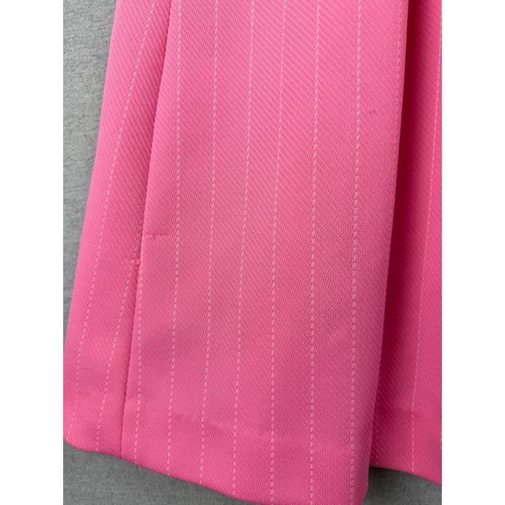 Vintage Pink Pinstripe Mod Shirt Dress White Collar Contrast Mini Retro 60s 70s - Picture 8 of 9